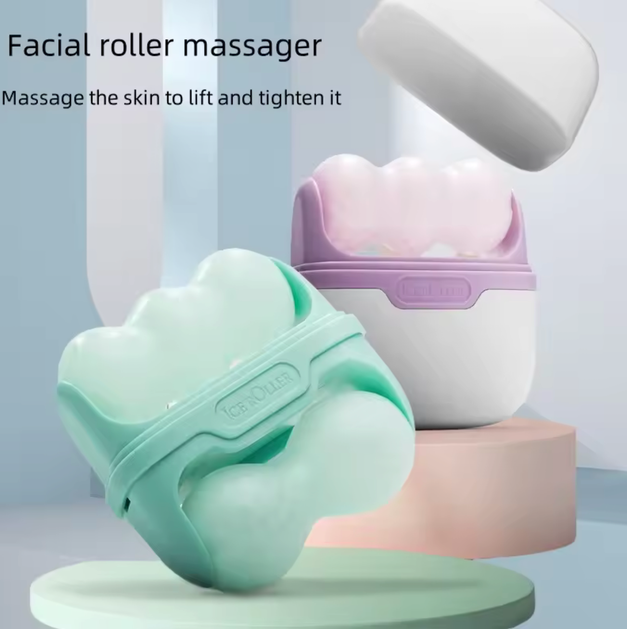Double-headed ice roller, used for facial and head massage, made of resin material, non-electric skin care tool