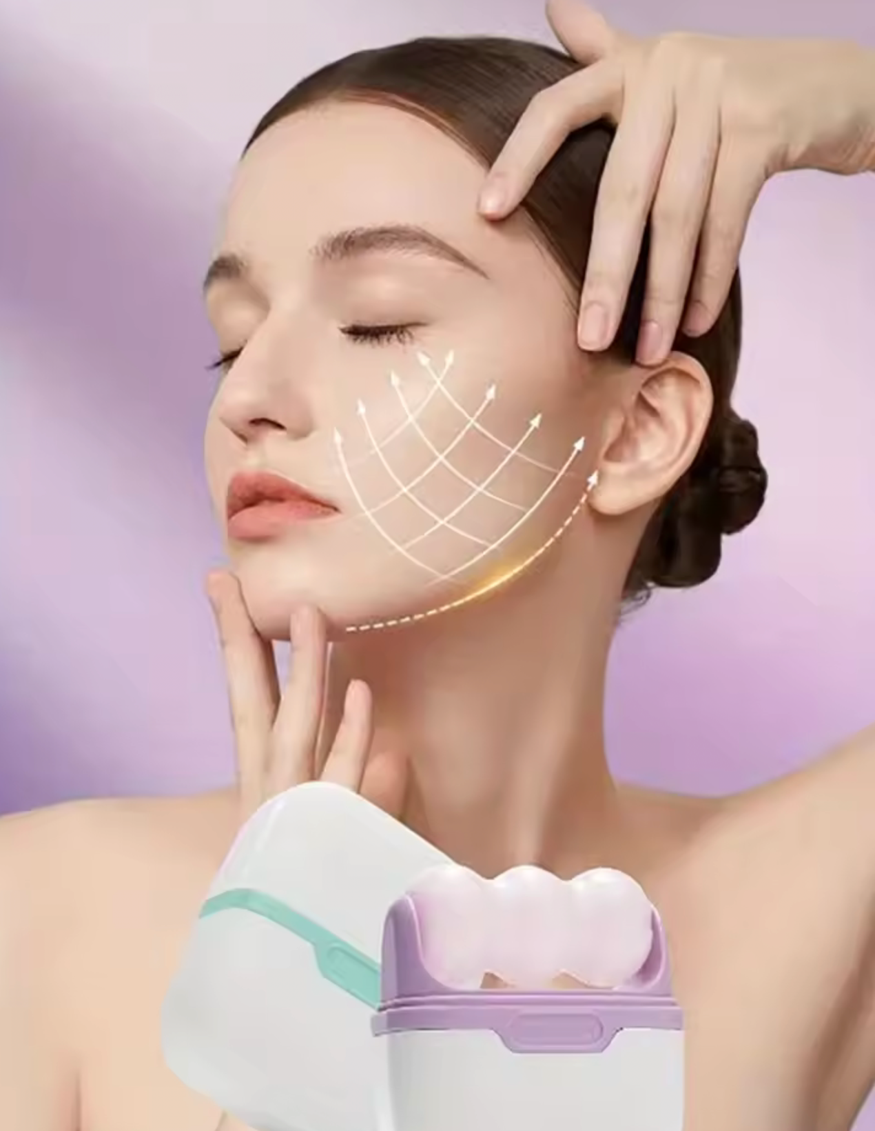 Double-headed ice roller, used for facial and head massage, made of resin material, non-electric skin care tool