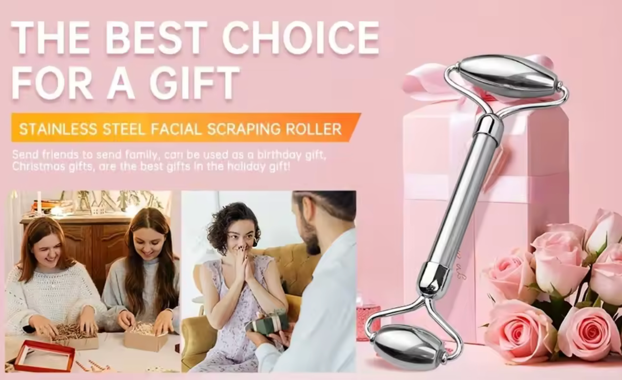 /2/3 Piece Stainless Steel Facial Roller and Gua Sha Massage Tool Set Metal Beauty Tools for Body, Face, Neck and Eyes