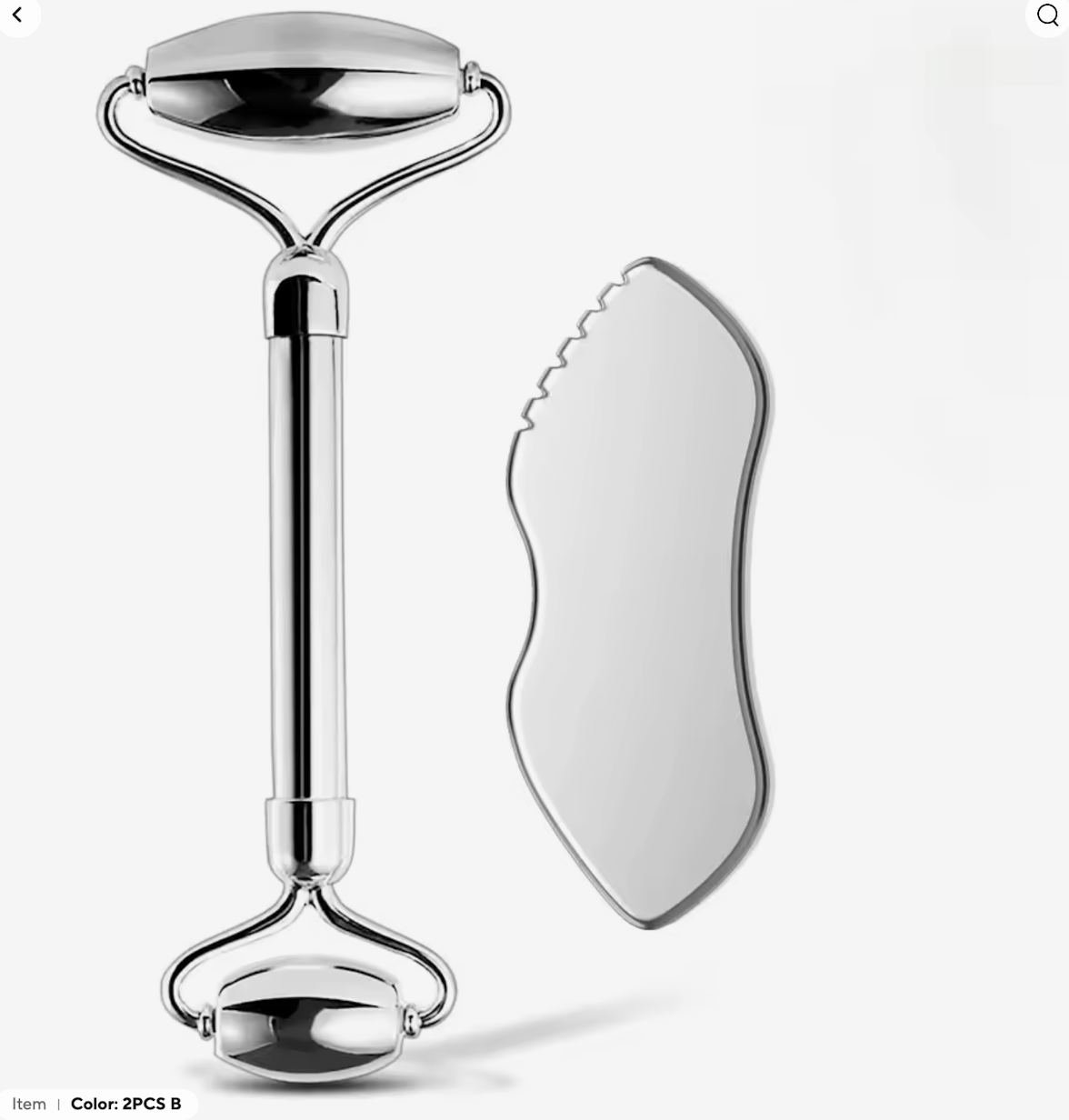 /2/3 Piece Stainless Steel Facial Roller and Gua Sha Massage Tool Set Metal Beauty Tools for Body, Face, Neck and Eyes