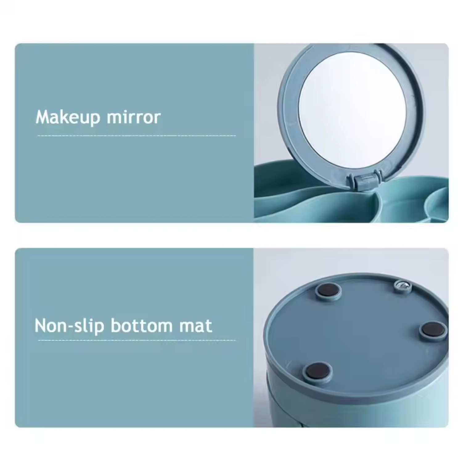 Multi-layer Rotary Jewelry Box Cosmetic Mirror for Ring Necklace Earrings Jewelry Organizer Large-capacity Dustproof Storage Box