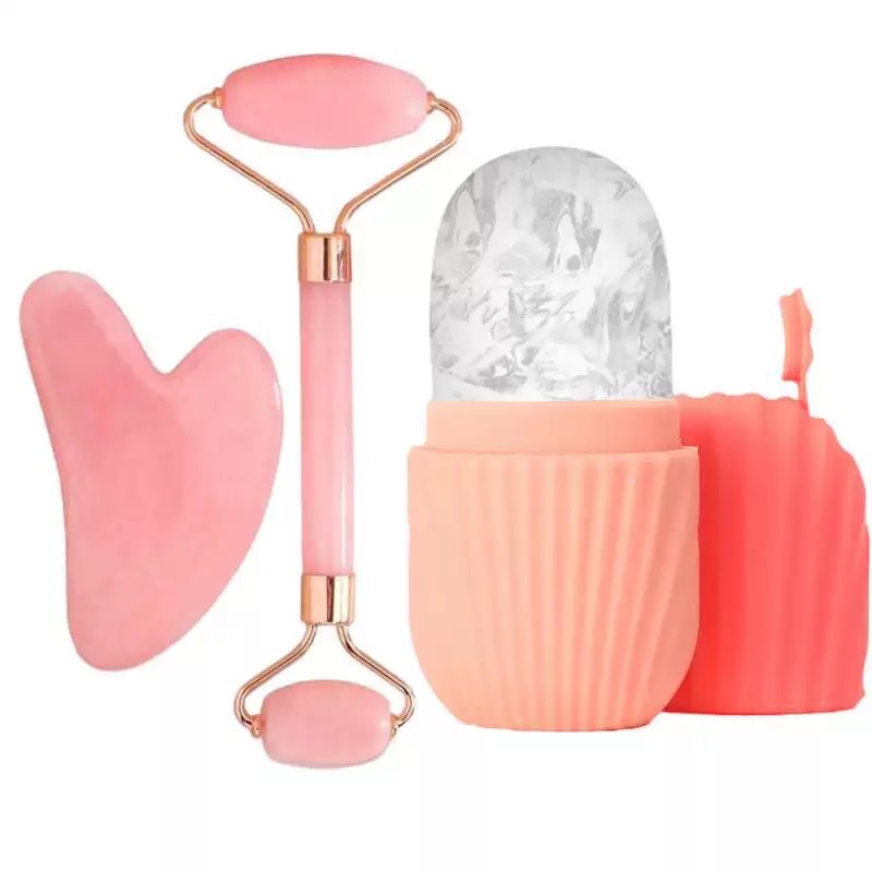 3Pcs Ice Face Roller Gua Sha Board Set Facial Massage Roller Face Massager Face Lifting Contouring Tools Beauty Skin Care Tools