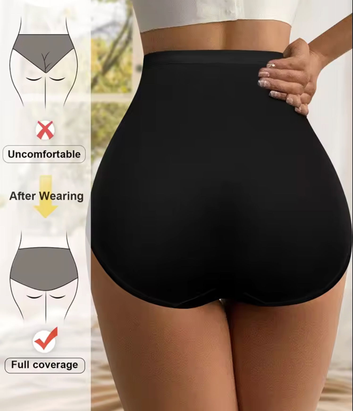 1pcs High Waisted Panties Lift Hip and Tummy Breathable Mesh Sexy Panties Cross Tummy Ice Silk Traceless
