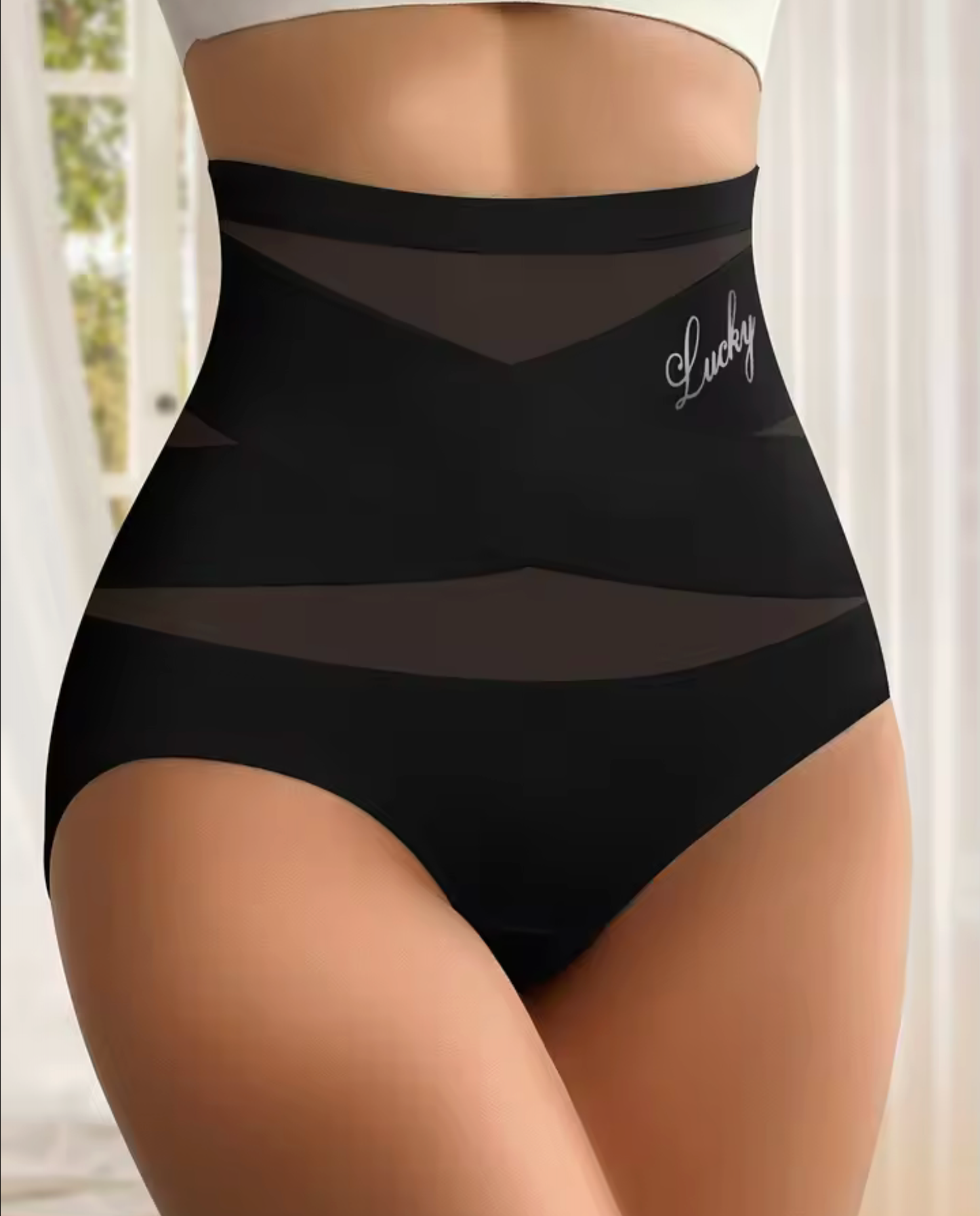 1pcs High Waisted Panties Lift Hip and Tummy Breathable Mesh Sexy Panties Cross Tummy Ice Silk Traceless