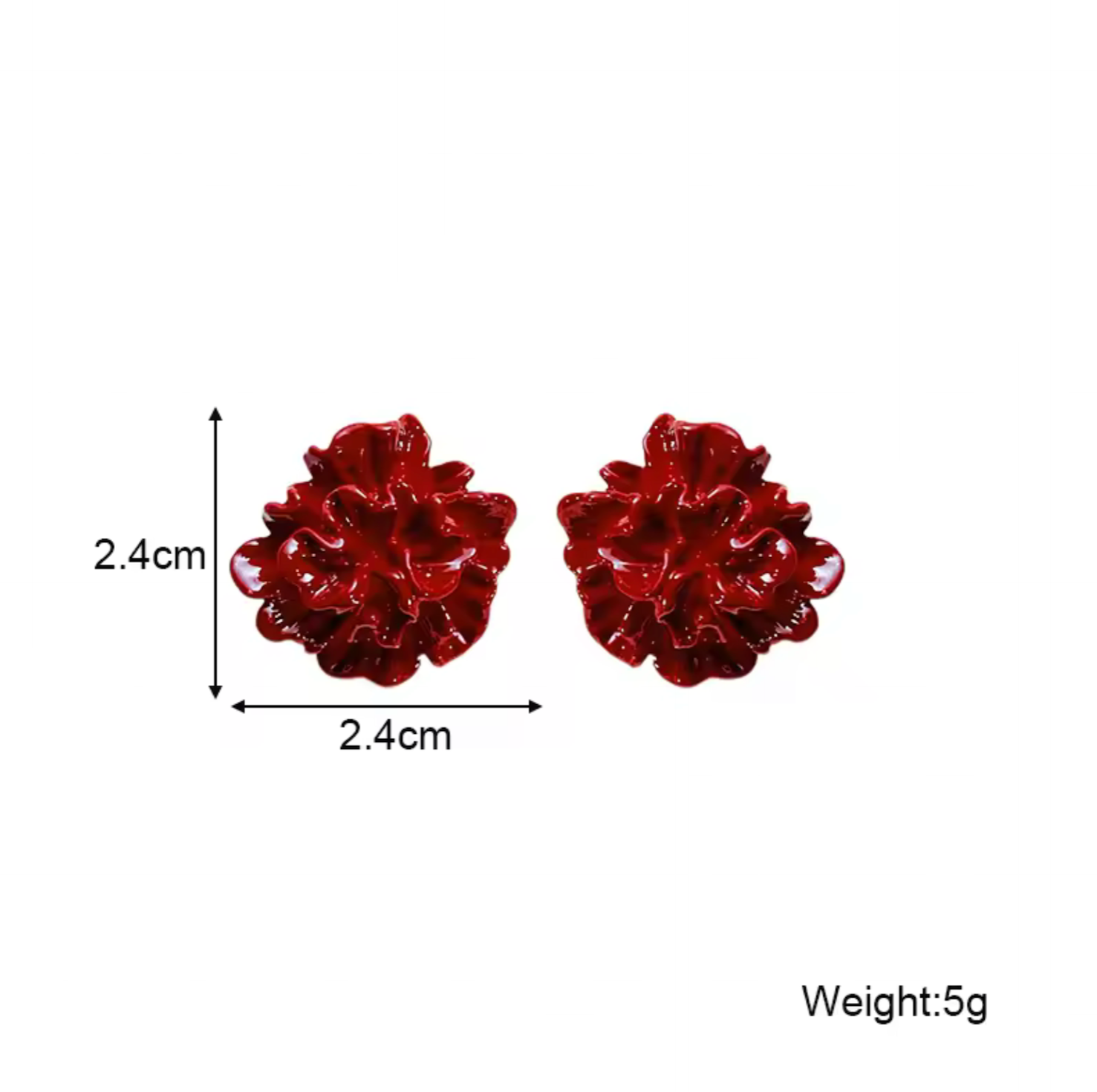 Bohemian Red Flower Women's Stud Earrings Unique Design Folded Irregular Floral Small Earrings Summer Beach Vacation Ear Jewelry