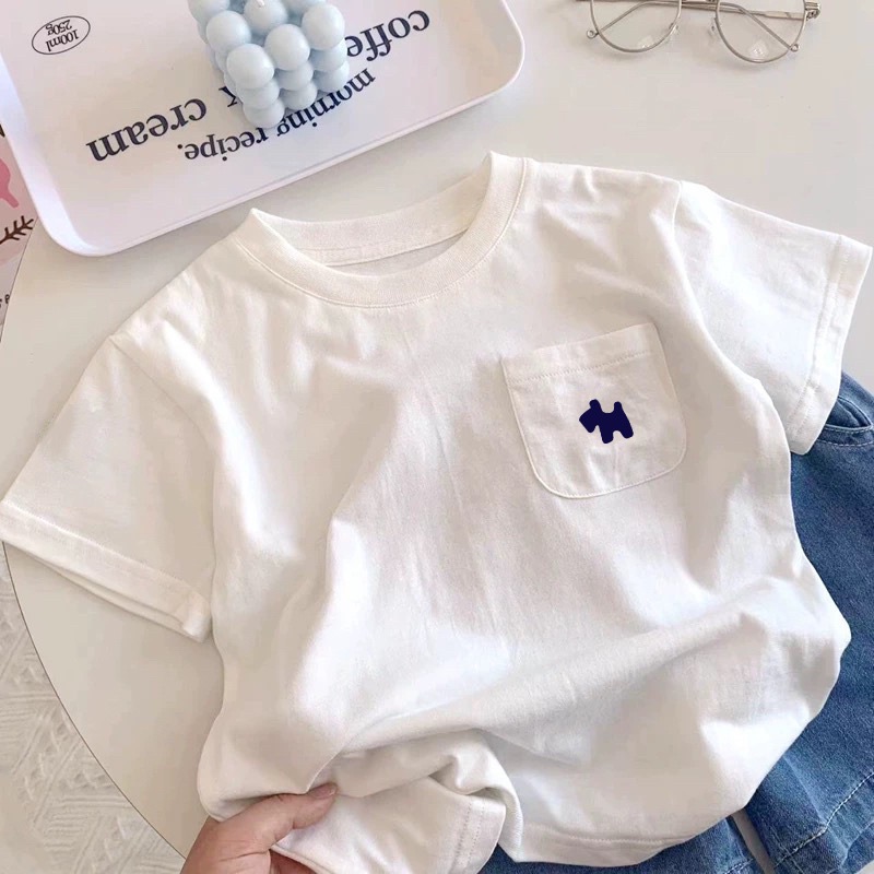 2026 Boys' T-Shirt Children's Loose Top Girls' Short-Sleeved Crew-Neck Blouse Summer Baby Casual Cartoon Pullover Kids New Clothing