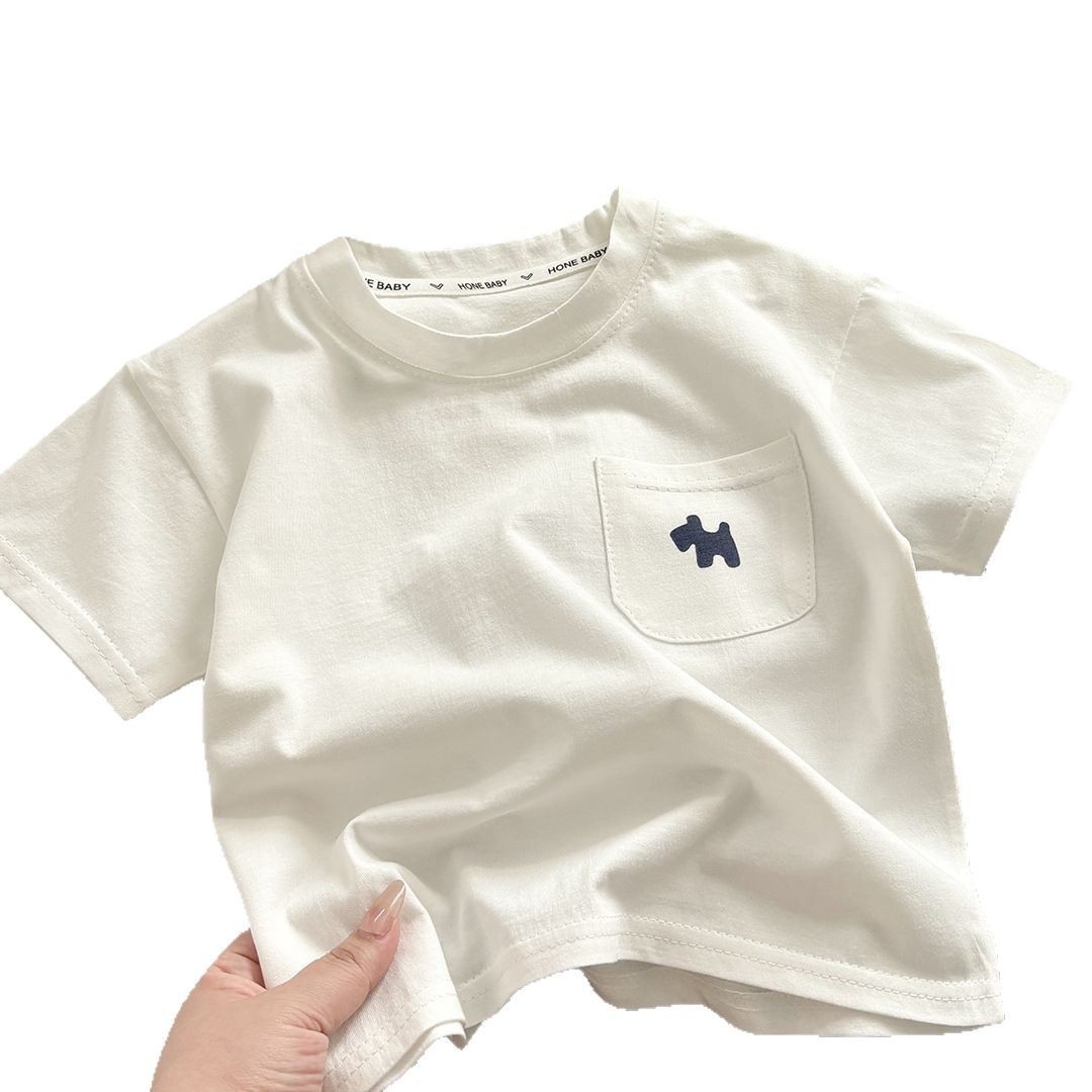 2026 Boys' T-Shirt Children's Loose Top Girls' Short-Sleeved Crew-Neck Blouse Summer Baby Casual Cartoon Pullover Kids New Clothing