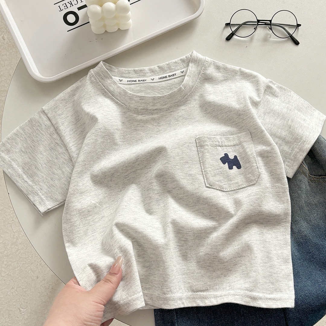 2026 Boys' T-Shirt Children's Loose Top Girls' Short-Sleeved Crew-Neck Blouse Summer Baby Casual Cartoon Pullover Kids New Clothing