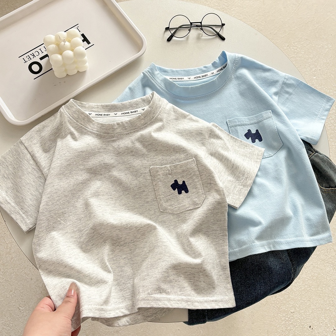 2026 Boys' T-Shirt Children's Loose Top Girls' Short-Sleeved Crew-Neck Blouse Summer Baby Casual Cartoon Pullover Kids New Clothing