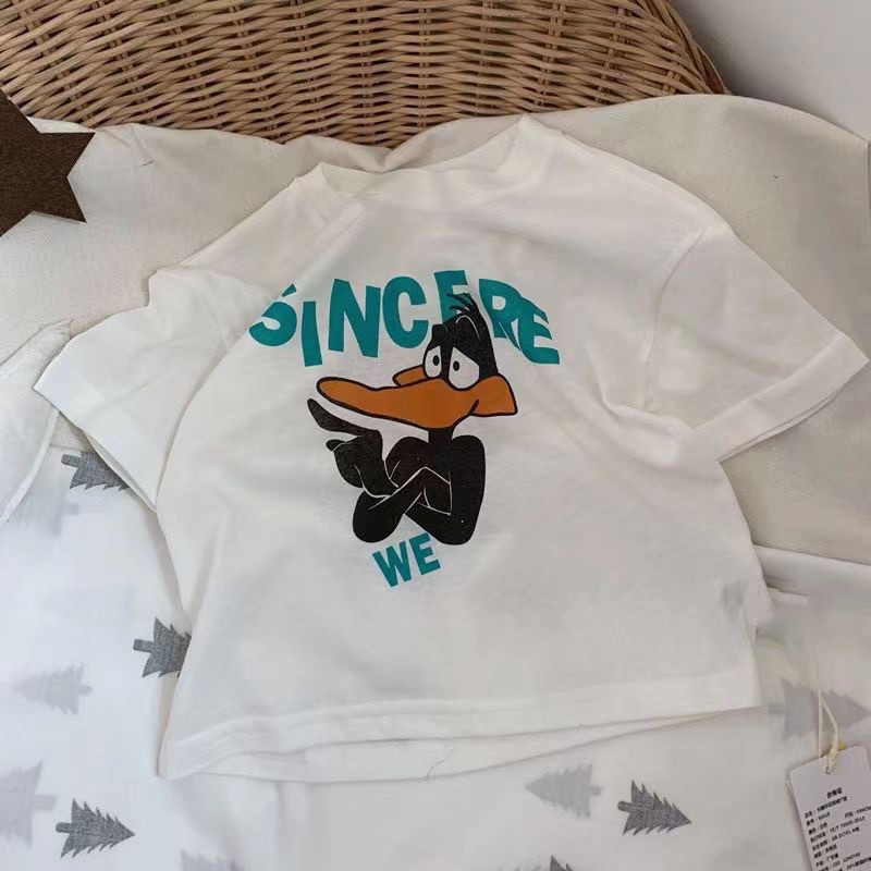 2026 Printed Short Sleeve Tshirts Summer New Brand Tops Kids Boys Tees Casual Fashion O-neck 100% Cotton Pullover Shirt For 2-7Years