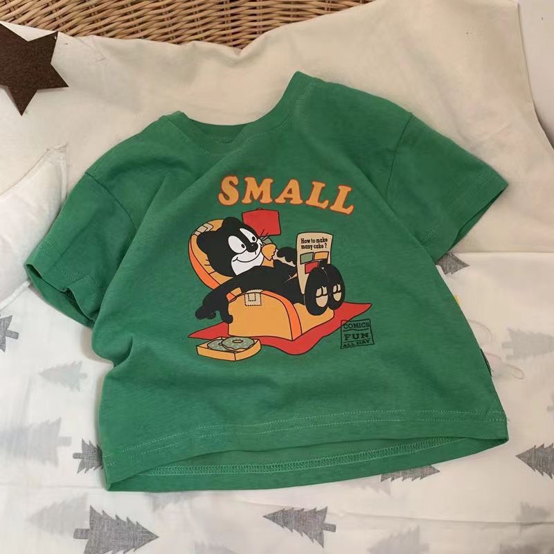 2026 Printed Short Sleeve Tshirts Summer New Brand Tops Kids Boys Tees Casual Fashion O-neck 100% Cotton Pullover Shirt For 2-7Years