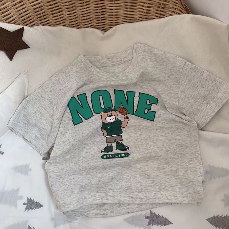 2026 Printed Short Sleeve Tshirts Summer New Brand Tops Kids Boys Tees Casual Fashion O-neck 100% Cotton Pullover Shirt For 2-7Years