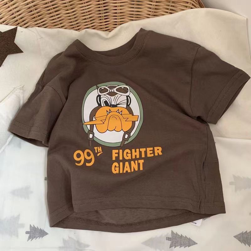2026 Printed Short Sleeve Tshirts Summer New Brand Tops Kids Boys Tees Casual Fashion O-neck 100% Cotton Pullover Shirt For 2-7Years