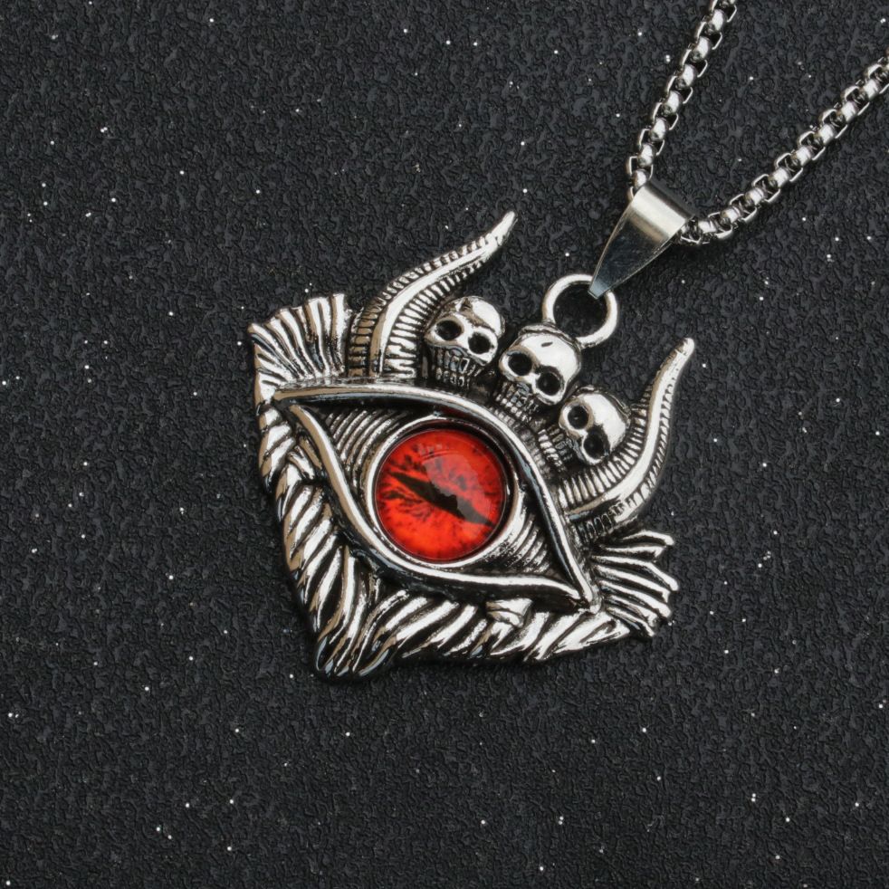 Retro Devil's Eye Titanium Steel Necklace with Heavenly Evil Eyes Men's Creative Punk Sweater Chain Jewelry