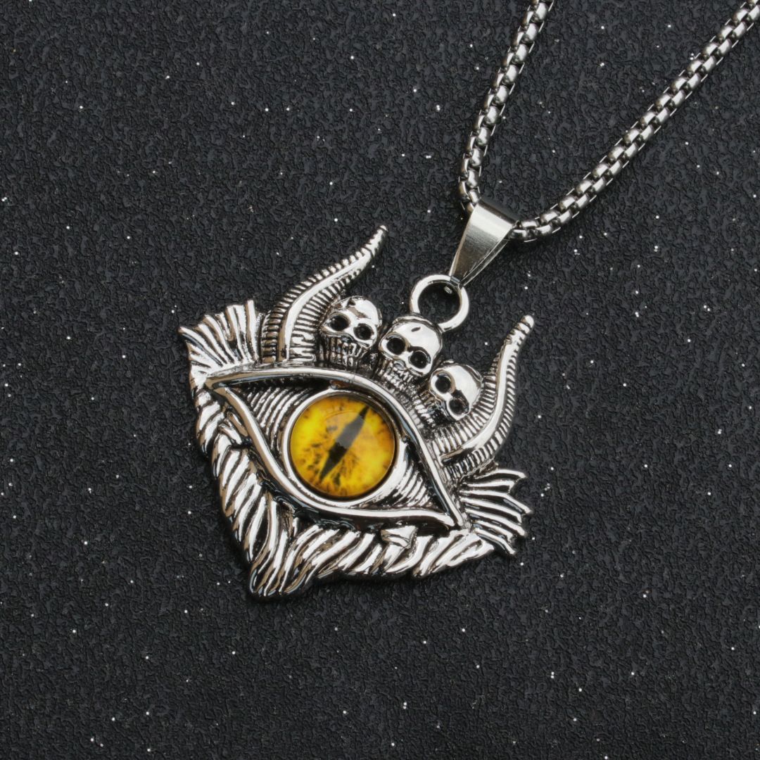 Retro Devil's Eye Titanium Steel Necklace with Heavenly Evil Eyes Men's Creative Punk Sweater Chain Jewelry
