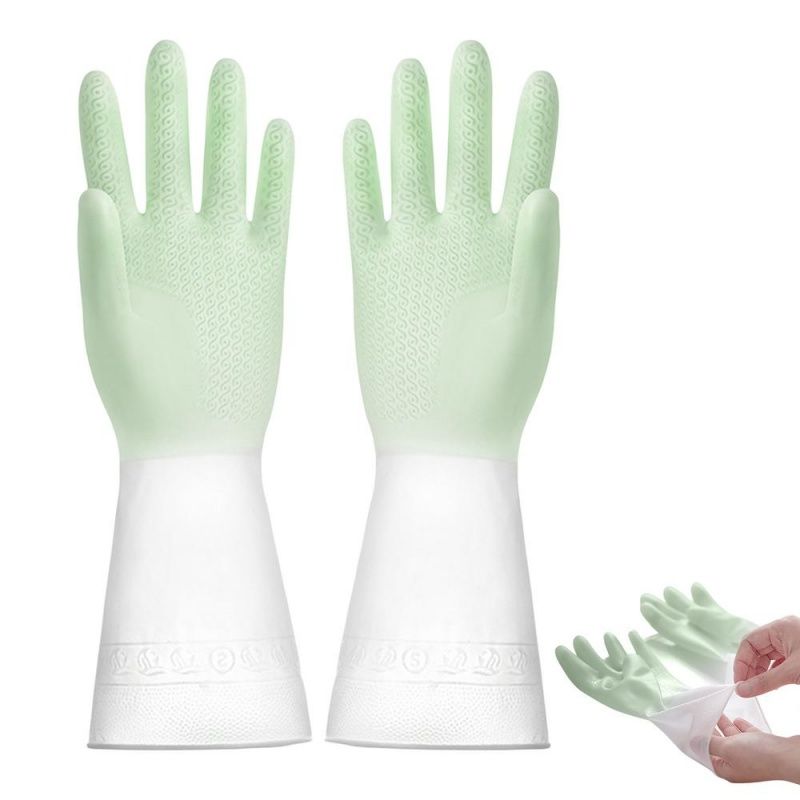 3 Pairs/Set Gradient Color Waterproof Latex Gloves Reusable Household Cleaning Gloves Dishwashing  Laundry Non-slip Waterproof Durable Type  Gloves  Protect Your Hands