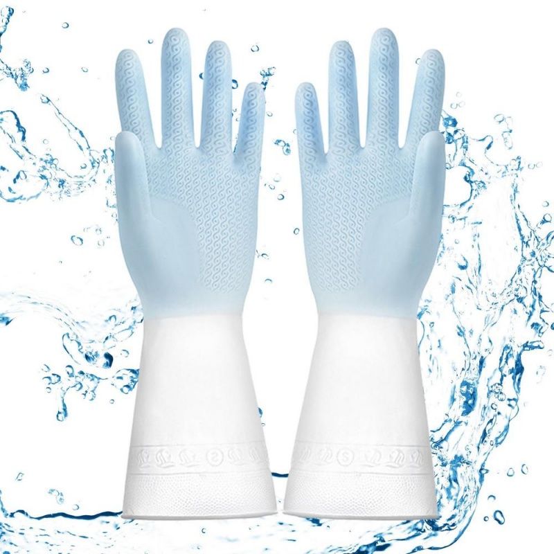 3 Pairs/Set Gradient Color Waterproof Latex Gloves Reusable Household Cleaning Gloves Dishwashing  Laundry Non-slip Waterproof Durable Type  Gloves  Protect Your Hands