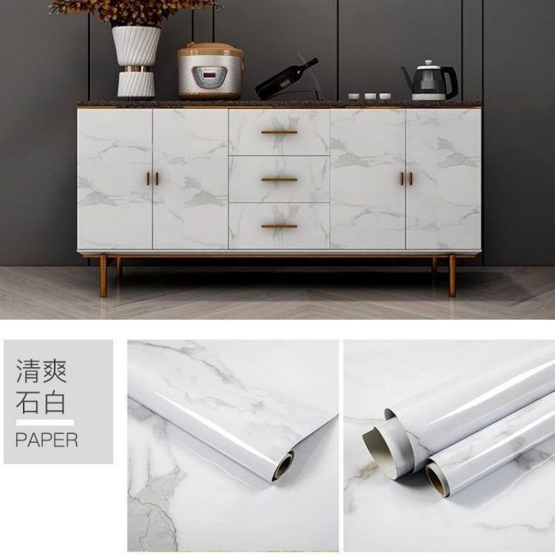 Marble Self-adhesive Kitchen Waterproof And Oil Repellent Sticker Stove Top High Temperature Tile Desktop Wallpaper Furniture Renovation Sticker
