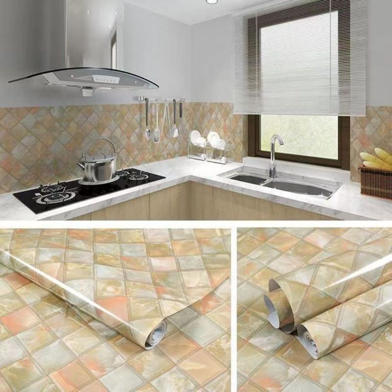Marble Self-adhesive Kitchen Waterproof And Oil Repellent Sticker Stove Top High Temperature Tile Desktop Wallpaper Furniture Renovation Sticker