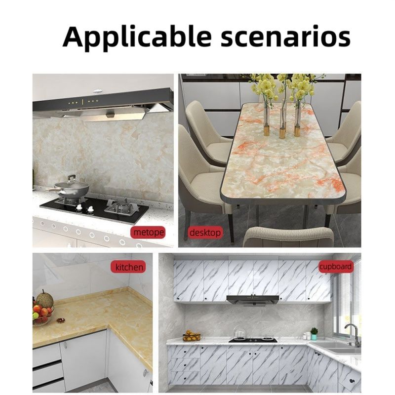 Marble Self-adhesive Kitchen Waterproof And Oil Repellent Sticker Stove Top High Temperature Tile Desktop Wallpaper Furniture Renovation Sticker