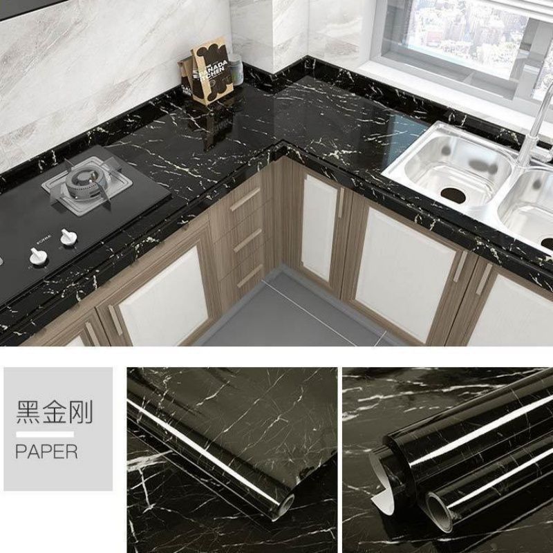 Marble Self-adhesive Kitchen Waterproof And Oil Repellent Sticker Stove Top High Temperature Tile Desktop Wallpaper Furniture Renovation Sticker