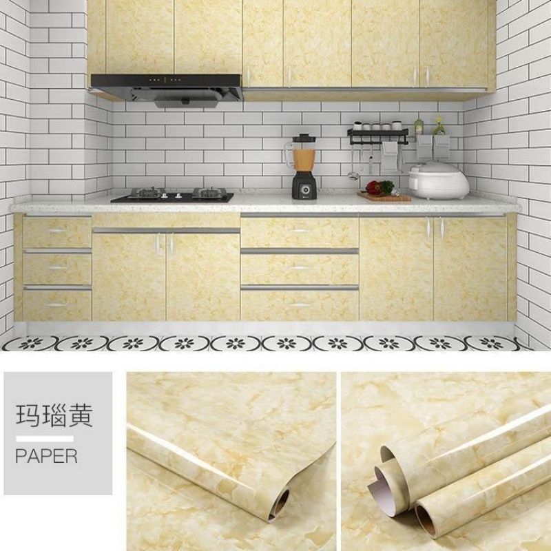 Marble Self-adhesive Kitchen Waterproof And Oil Repellent Sticker Stove Top High Temperature Tile Desktop Wallpaper Furniture Renovation Sticker