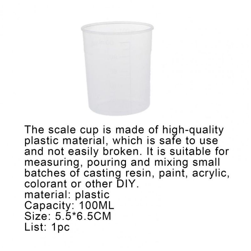 3 PCS /Set 100ML Plastic Measuring Cup  With Graduated Beaker  Reusable Stackable  For Home Kitchen And Laboratory Use