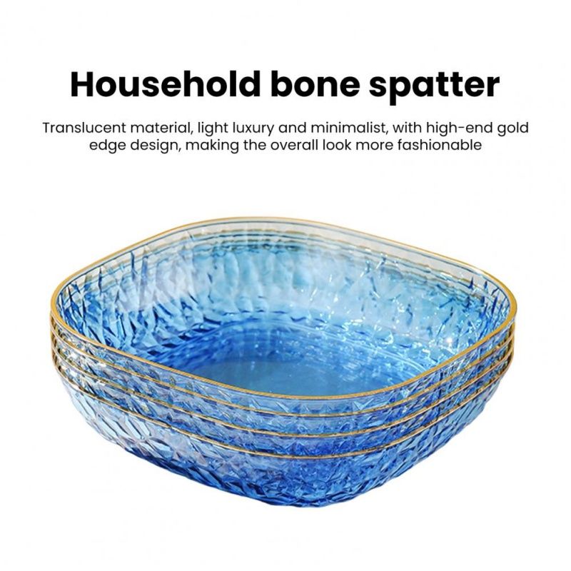 4Pcs  Luxury Plate With High-end Gold-edged Design Luxurious Translucent Storage Plate Multi-functional Durable Stylish Plate Food-grade Plastic Fruit Plate  Snack Plates Household Bone Spitting Plate