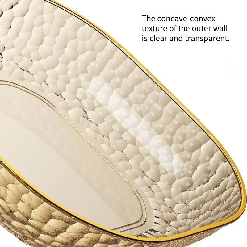 4Pcs  Luxury Plate With High-end Gold-edged Design Luxurious Translucent Storage Plate Multi-functional Durable Stylish Plate Food-grade Plastic Fruit Plate  Snack Plates Household Bone Spitting Plate