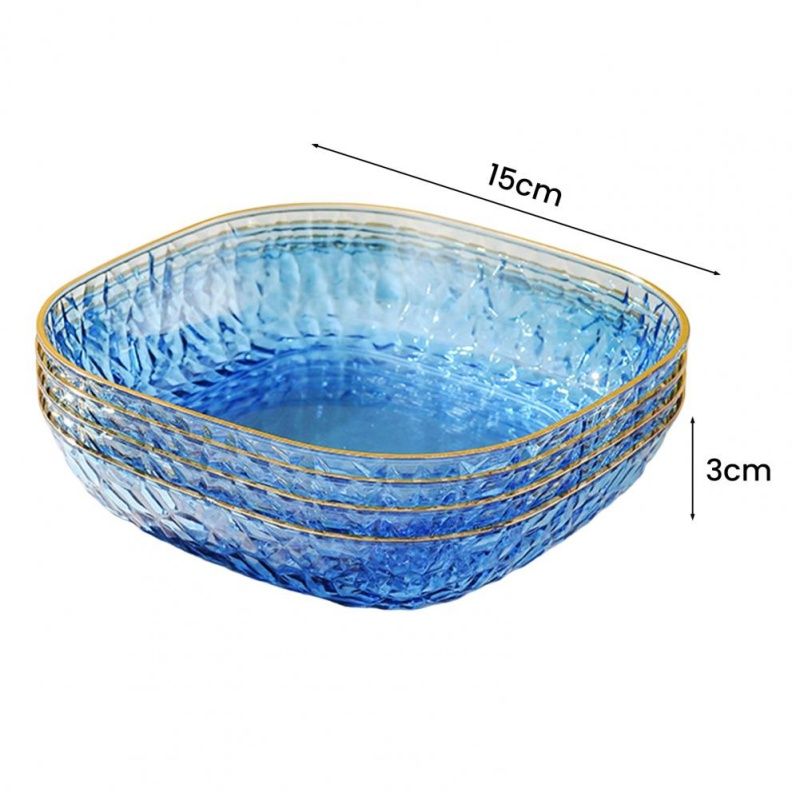 4Pcs  Luxury Plate With High-end Gold-edged Design Luxurious Translucent Storage Plate Multi-functional Durable Stylish Plate Food-grade Plastic Fruit Plate  Snack Plates Household Bone Spitting Plate