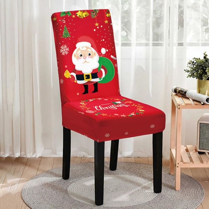 Christmas Chair Cover  High Chair Back Dining Chair Cover Home Ornament Xmas Atmosphere Decorative Elastic Chair Cover 2025 Christmas Gift
