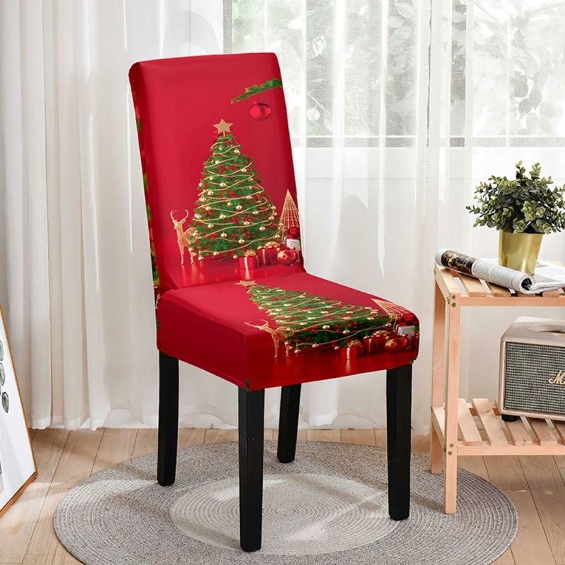 Christmas Chair Cover  High Chair Back Dining Chair Cover Home Ornament Xmas Atmosphere Decorative Elastic Chair Cover 2025 Christmas Gift