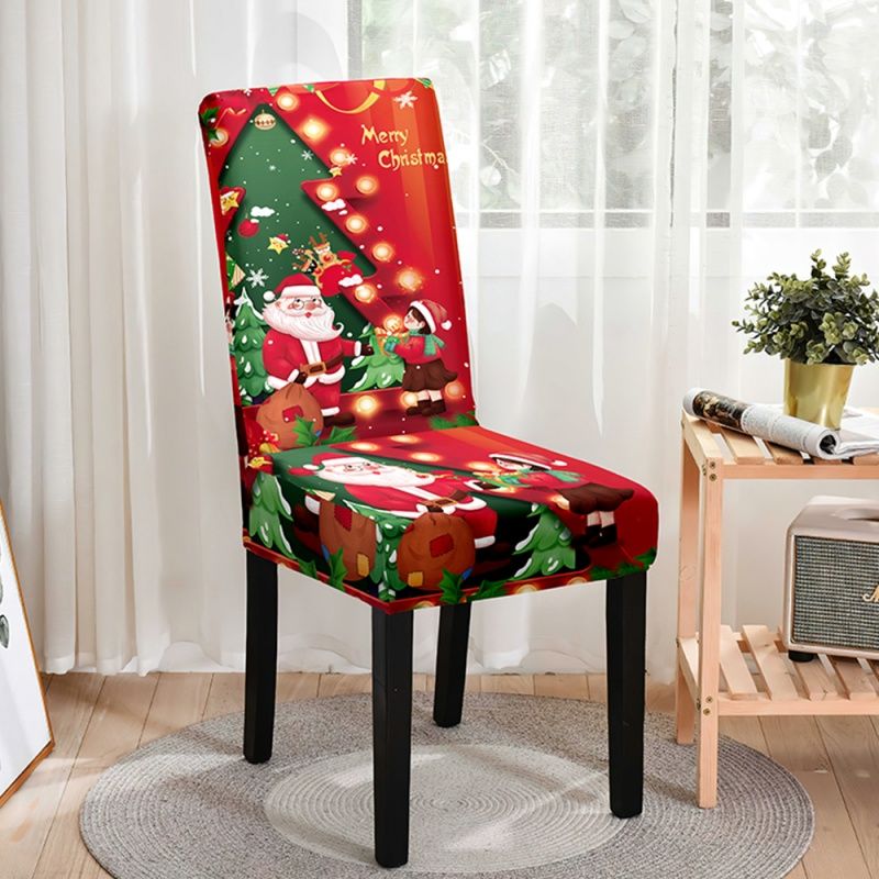 Christmas Chair Cover  High Chair Back Dining Chair Cover Home Ornament Xmas Atmosphere Decorative Elastic Chair Cover 2025 Christmas Gift