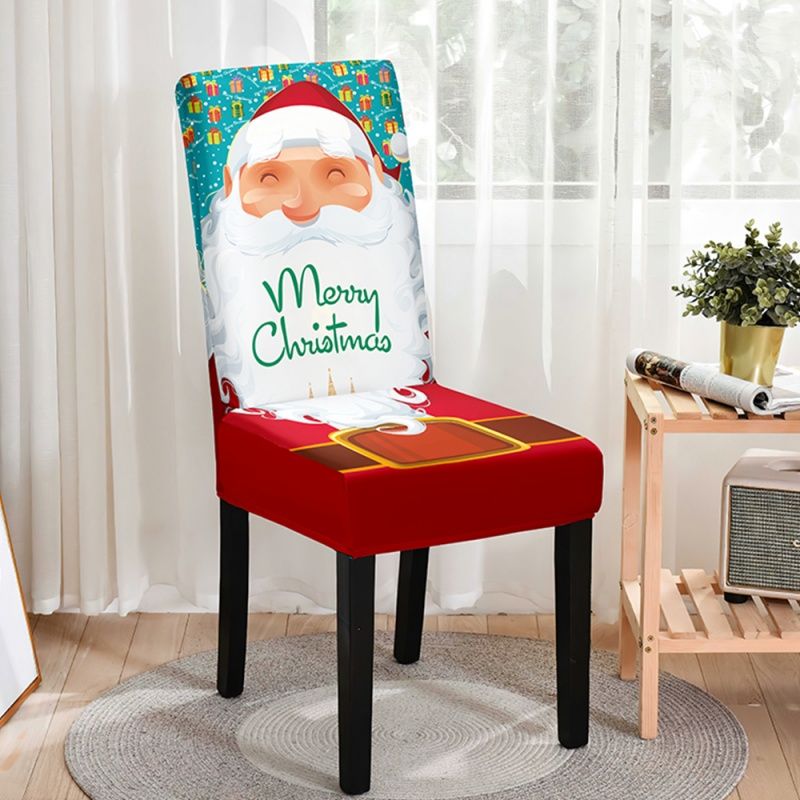 Christmas Chair Cover  High Chair Back Dining Chair Cover Home Ornament Xmas Atmosphere Decorative Elastic Chair Cover 2025 Christmas Gift