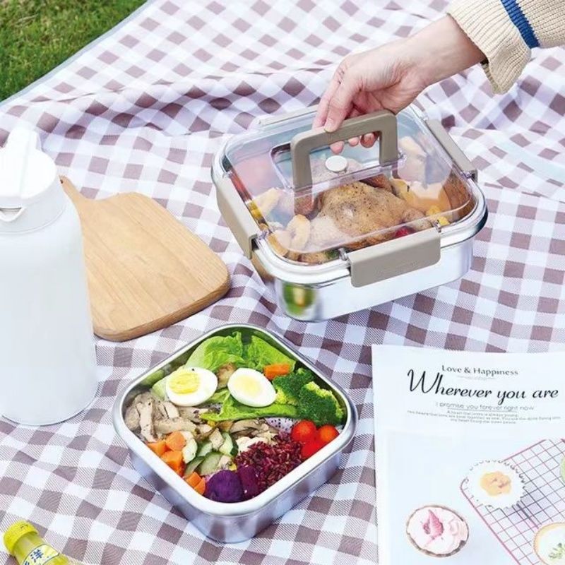 316 Stainless Steel Fresh-keeping Box  Large Capacity Refrigerator  Storage  Food Fruit Reusable  Leak-proof Food Container For Outdoor Picnic Camping  School Lunch  Storage Bento Box
