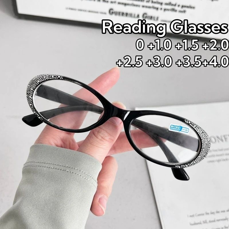 Luxury Fashion Lady Reading Glasses Anti Blue Light  Diamond Cat Eye Vintage Transparent  Reading Glasses Intellectual Elegance