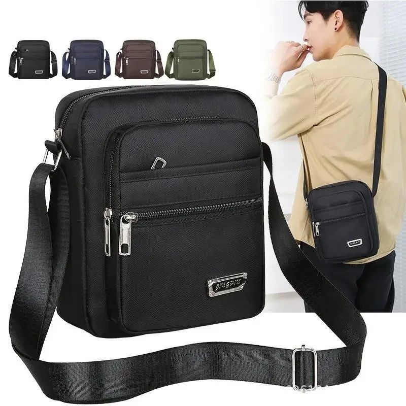 Men Single Shoulder Crossbody Bags  Leisure Multifunction Multi Layer  Shoulder Sling Pack Thickened Nylon Cloth Material Is Waterproof And Breathable Outdoor Storage Bag