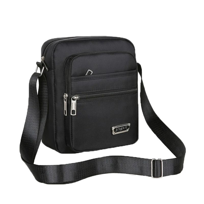 Men Single Shoulder Crossbody Bags  Leisure Multifunction Multi Layer  Shoulder Sling Pack Thickened Nylon Cloth Material Is Waterproof And Breathable Outdoor Storage Bag Six zipper black