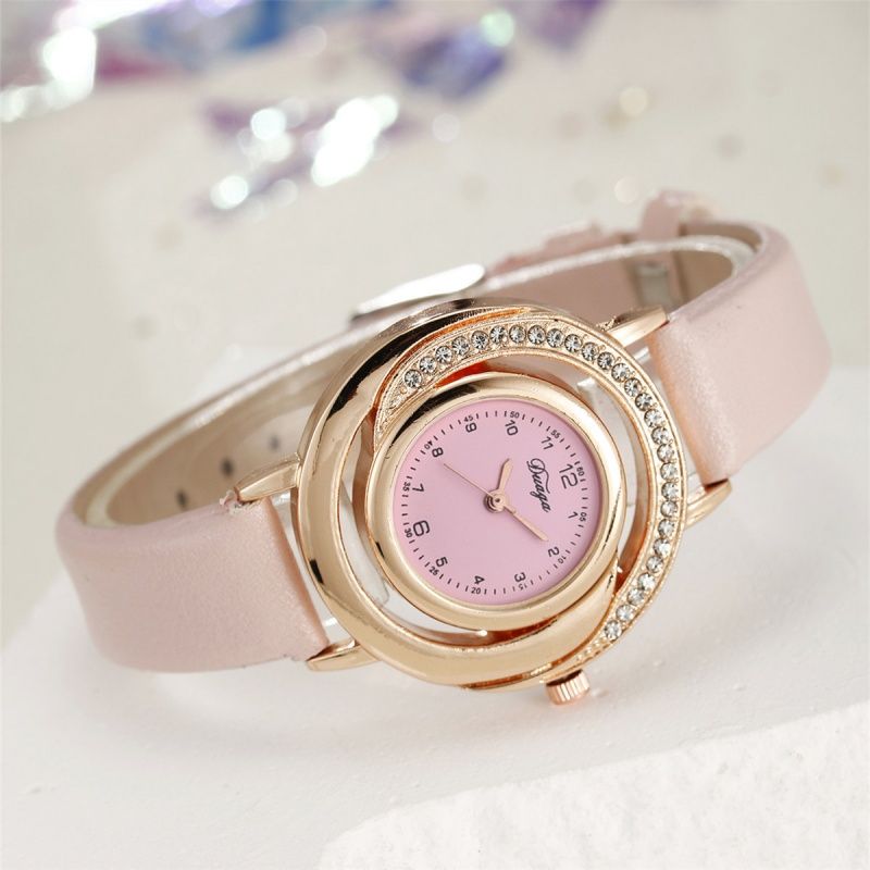 Fashion Ladies Quartz Watch ,Diamond Dial Leather Strap Ladies' Watch And Watch Set ,Simple Casual  Ladies Wrist Watch,Practical Color Matching Ornaments