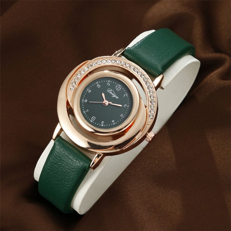 Fashion Ladies Quartz Watch ,Diamond Dial Leather Strap Ladies' Watch And Watch Set ,Simple Casual  Ladies Wrist Watch,Practical Color Matching Ornaments
