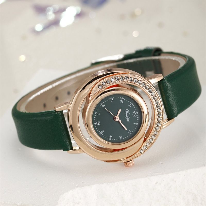 Fashion Ladies Quartz Watch ,Diamond Dial Leather Strap Ladies' Watch And Watch Set ,Simple Casual  Ladies Wrist Watch,Practical Color Matching Ornaments