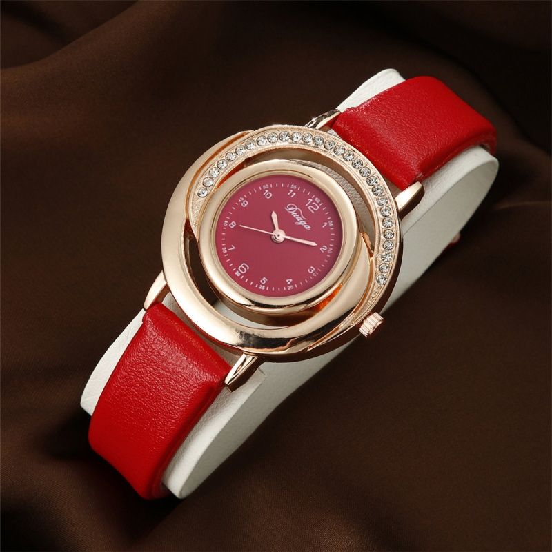 Fashion Ladies Quartz Watch ,Diamond Dial Leather Strap Ladies' Watch And Watch Set ,Simple Casual  Ladies Wrist Watch,Practical Color Matching Ornaments
