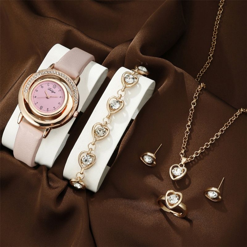 Fashion Ladies Quartz Watch ,Diamond Dial Leather Strap Ladies' Watch And Watch Set ,Simple Casual  Ladies Wrist Watch,Practical Color Matching Ornaments