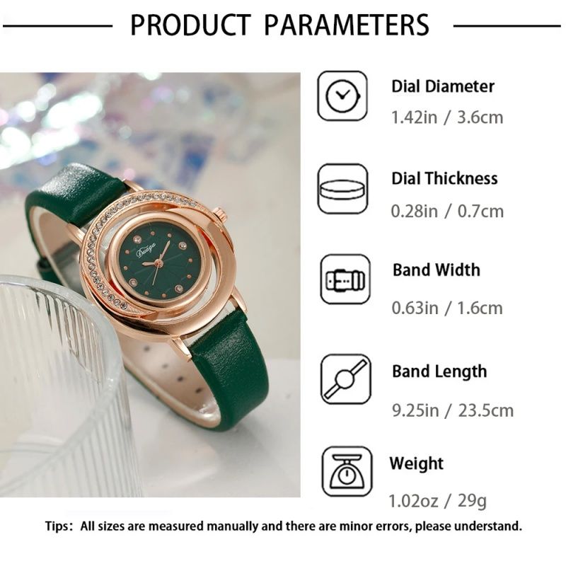 Fashion Ladies Quartz Watch ,Diamond Dial Leather Strap Ladies' Watch And Watch Set ,Simple Casual  Ladies Wrist Watch,Practical Color Matching Ornaments