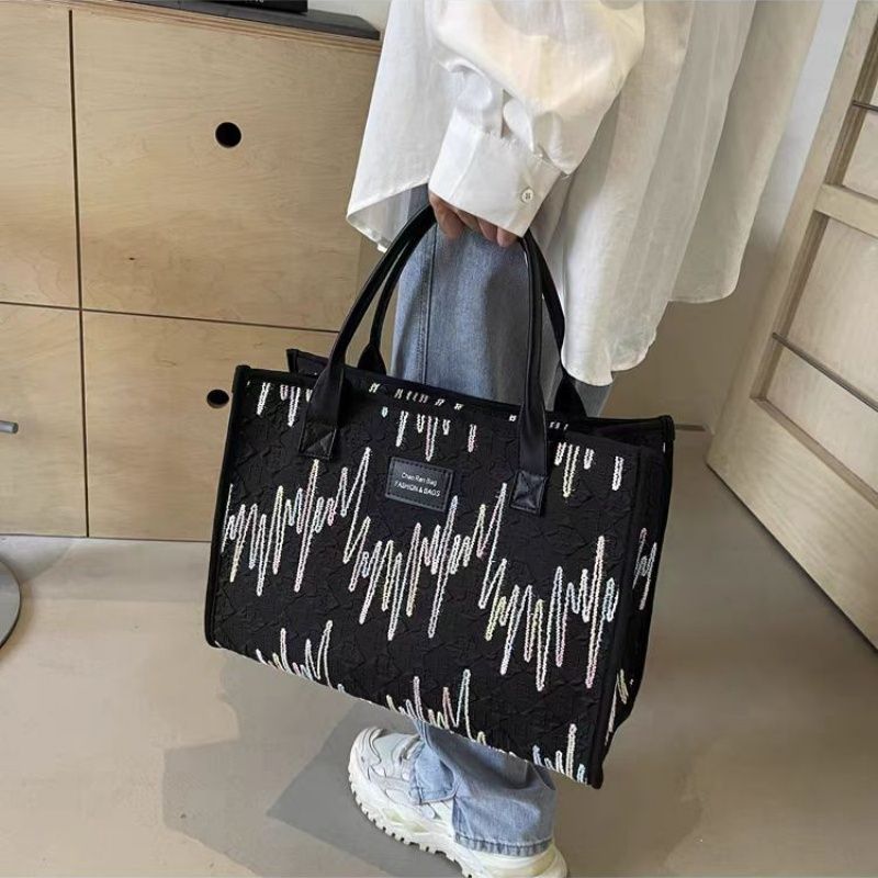 Latest Fashion Canvas Tote Bag ，Large Capacity Multi-functional Design Temperament Color Retro Underarm Bag Shoulder Bag ，Mommy Shopping Bag