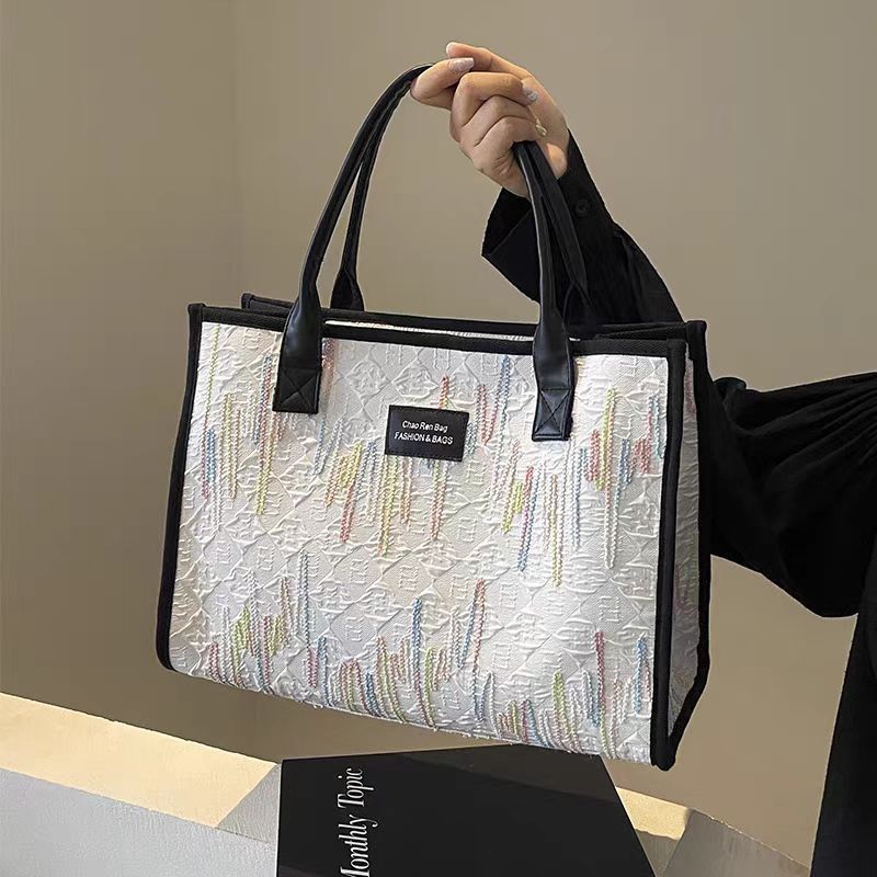 Latest Fashion Canvas Tote Bag ，Large Capacity Multi-functional Design Temperament Color Retro Underarm Bag Shoulder Bag ，Mommy Shopping Bag