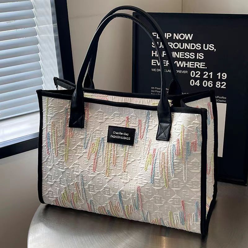 Latest Fashion Canvas Tote Bag ，Large Capacity Multi-functional Design Temperament Color Retro Underarm Bag Shoulder Bag ，Mommy Shopping Bag