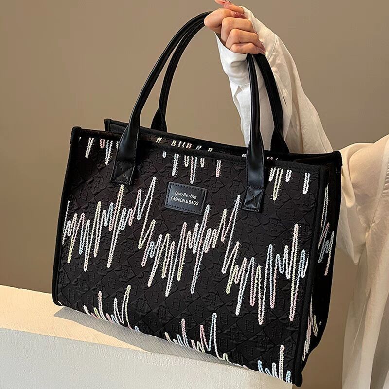 Latest Fashion Canvas Tote Bag ，Large Capacity Multi-functional Design Temperament Color Retro Underarm Bag Shoulder Bag ，Mommy Shopping Bag