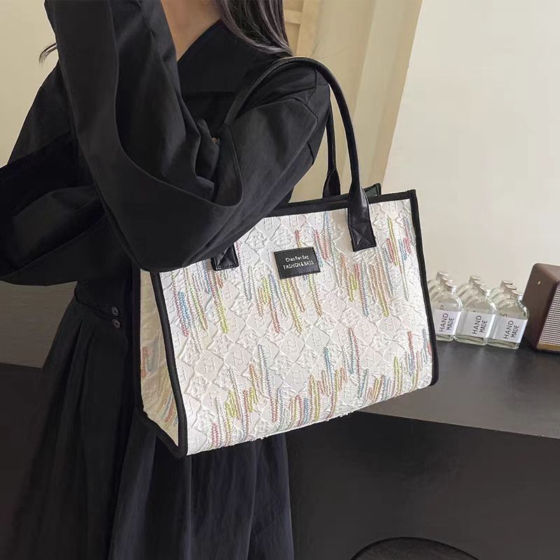 Latest Fashion Canvas Tote Bag ，Large Capacity Multi-functional Design Temperament Color Retro Underarm Bag Shoulder Bag ，Mommy Shopping Bag
