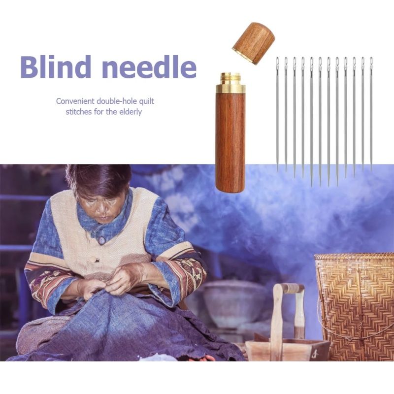 30Pcs Stainless Steel Hand Sewing Needle+ Wooden Cylinder Sewing Box,For Sewing Household DIY Apparel Beading Threading Needles Traditional Hand-sewn Embroidery,Wooden Drum Design Is Easy To Organize